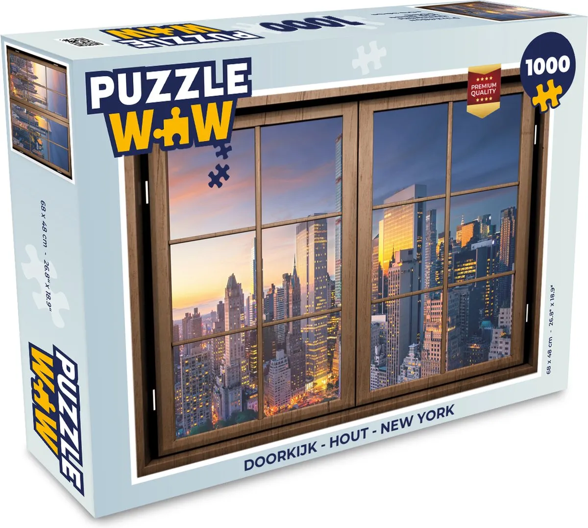 PuzzleWow Doorkijk Legpuzzel 1000 Stuks - New York - Multicolor