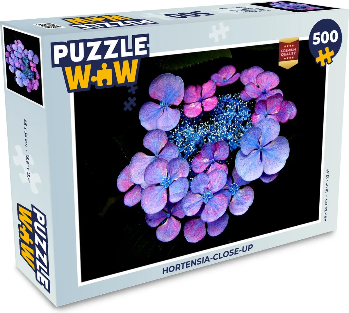PuzzleWow Hortensia-close-up Legpuzzel 500 Stuks - Multicolor
