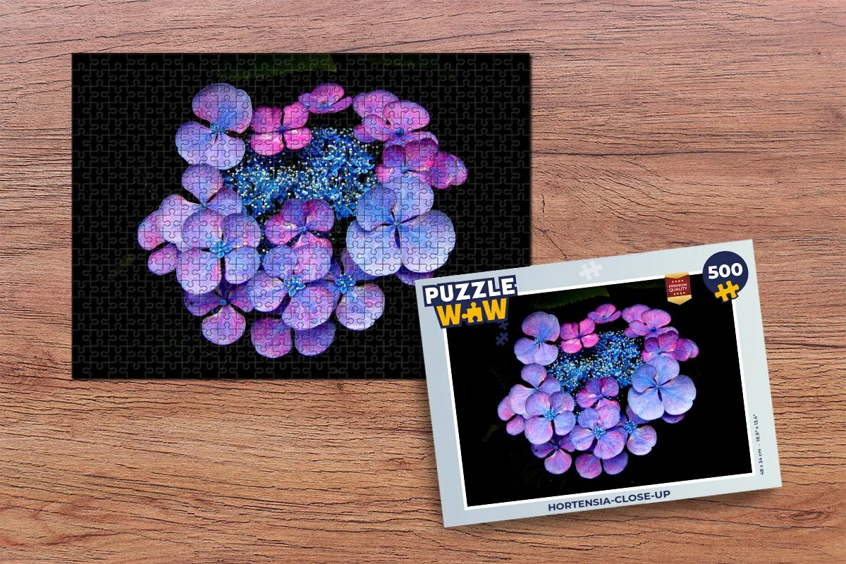PuzzleWow Hortensia-close-up Legpuzzel 500 Stuks - Multicolor