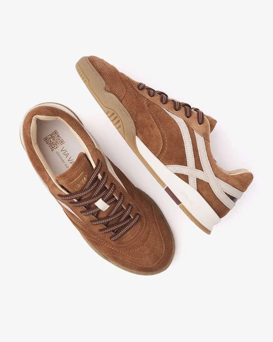 VIA VAI Kris Dante Sneakers Dames - Cognac - Leer/Suède 40