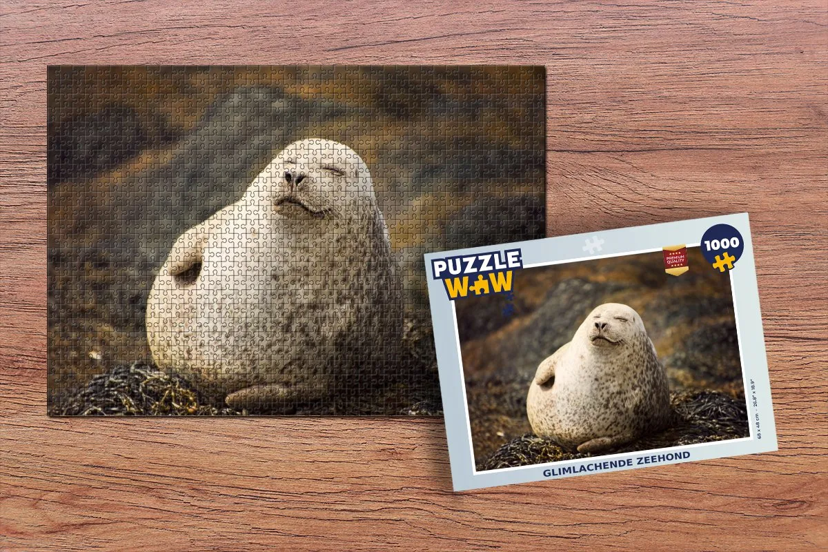 PuzzleWow Legpuzzel Glimlachende Zeehond 1000 Stuks - Multicolor