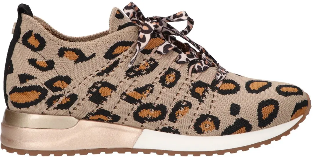 La Strada Sneaker Beige Leopard Knitted