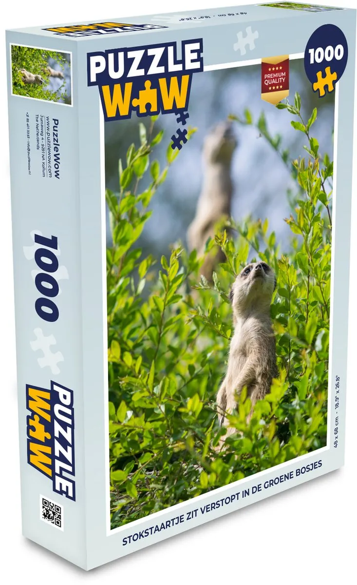 PuzzleWow Struiken - Stokstaartje Legpuzzel 1000 Stuks - Multicolor