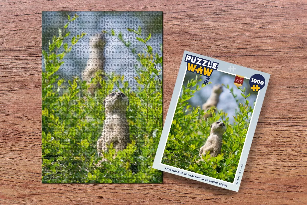 PuzzleWow Struiken - Stokstaartje Legpuzzel 1000 Stuks - Multicolor