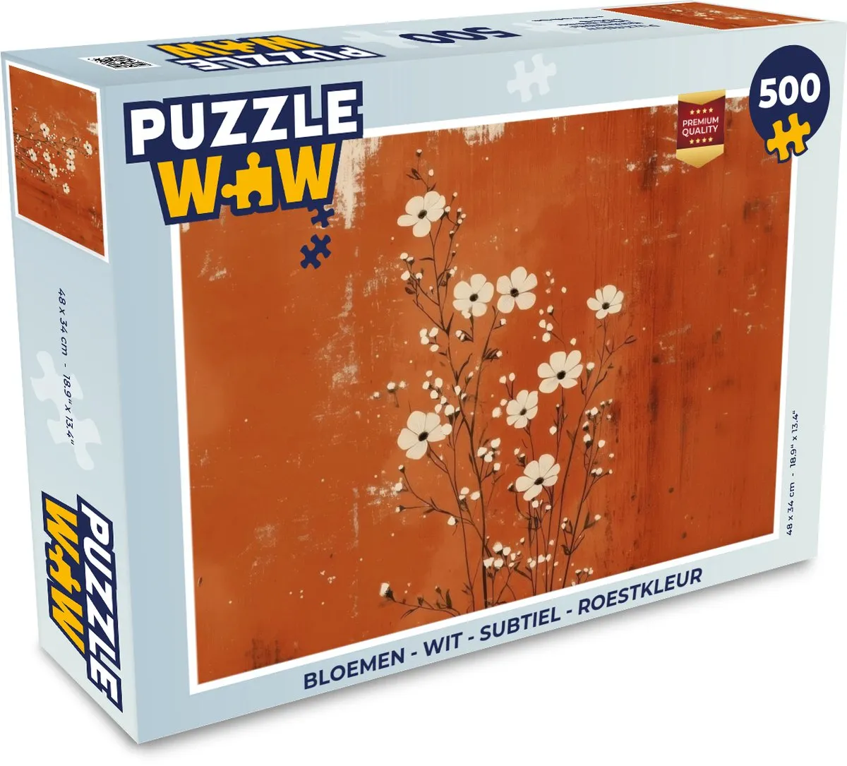 PuzzleWow Bloemen Legpuzzel 500 Stuks - Wit/Roestkleur