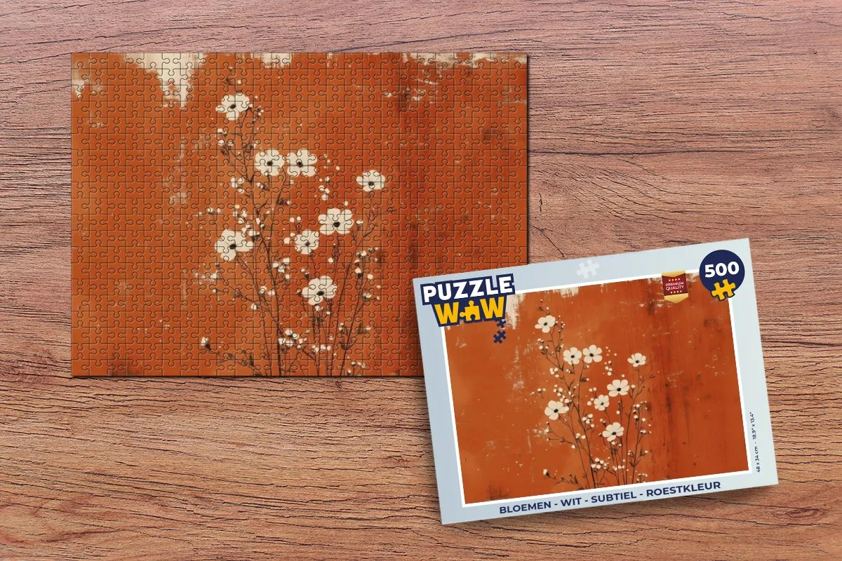 PuzzleWow Bloemen Legpuzzel 500 Stuks - Wit/Roestkleur