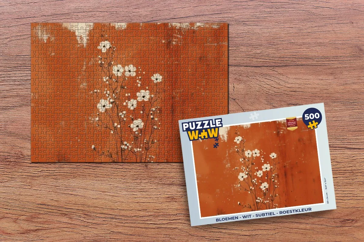 PuzzleWow Bloemen Legpuzzel 500 Stuks - Wit/Roestkleur