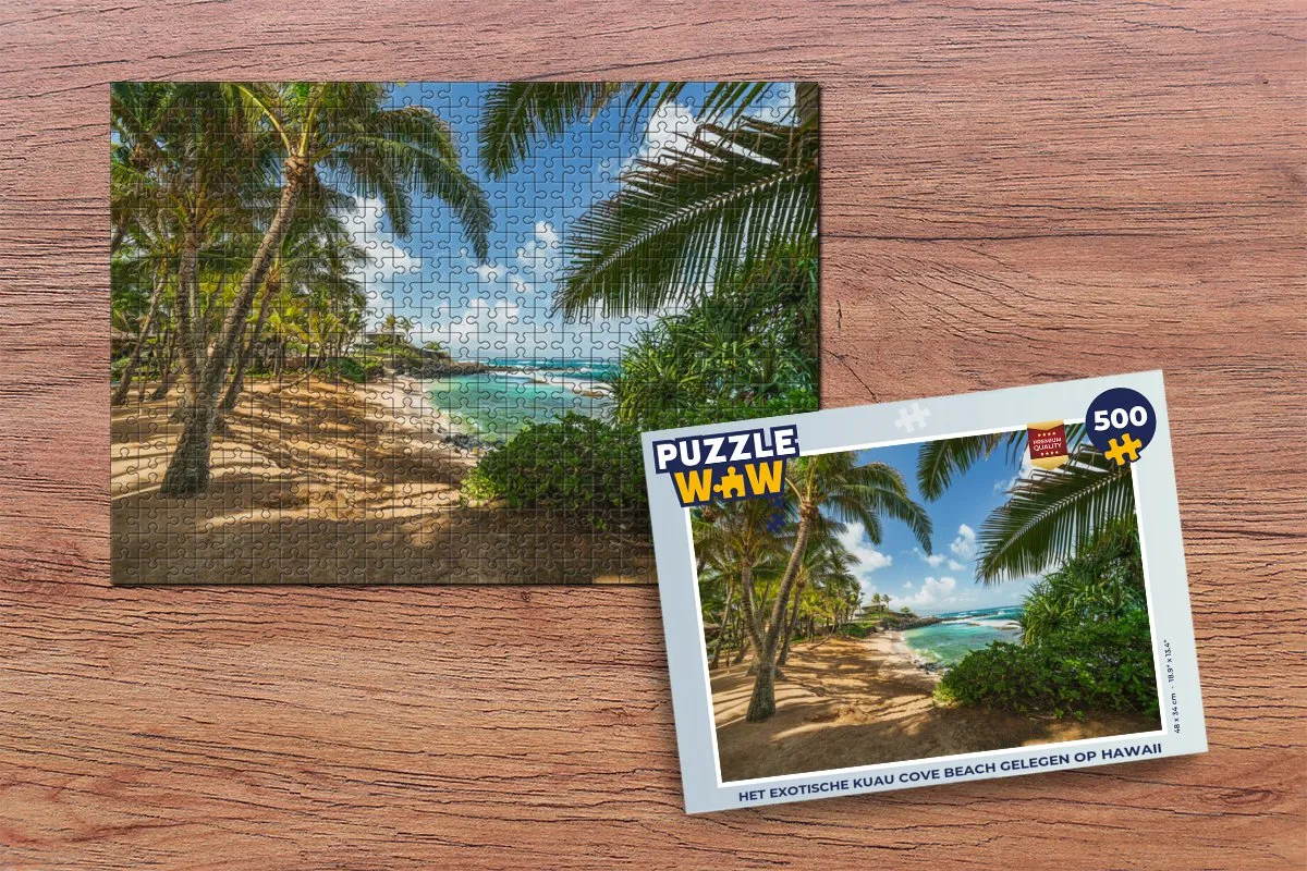 PuzzleWow Legpuzzel Kuau Cove Beach Hawaii 500 Stuks - Multicolor