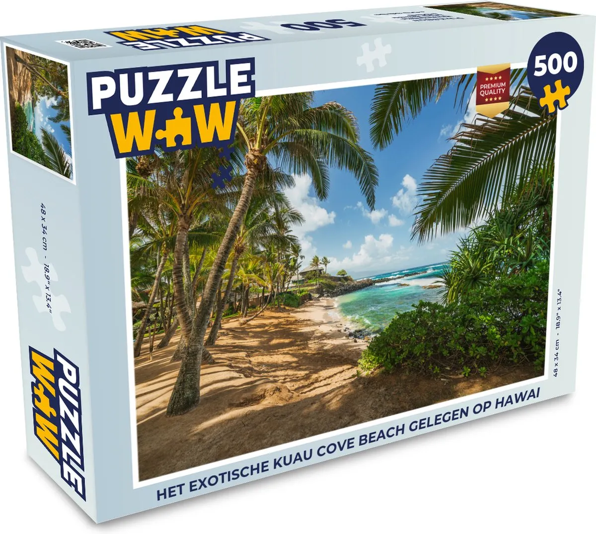 PuzzleWow Legpuzzel Kuau Cove Beach Hawaii 500 Stuks - Multicolor