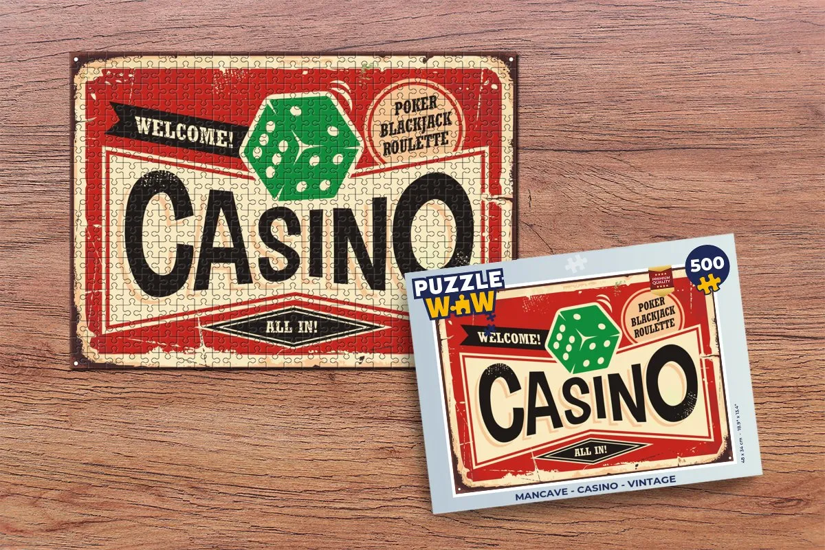 PuzzleWow Mancave Casino Vintage Legpuzzel 500 Stuks - Multicolor