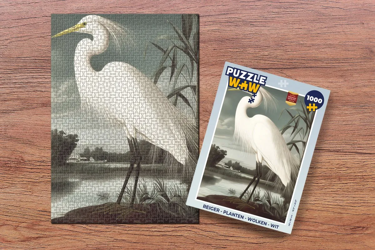 PuzzleWow Reiger - Planten - Wolken Legpuzzel 1000 Stuks