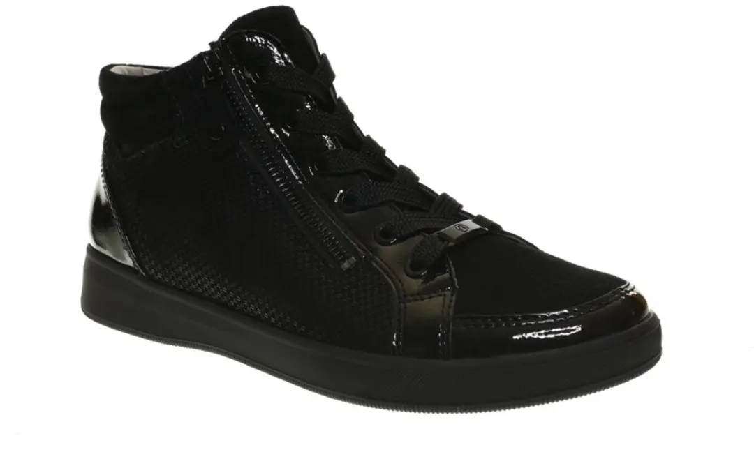 Ara - 1224499 OM-ST-HIGH-SOFT - Hoge sneakersVeterbootsDames veterschoenenDames sneakersHalf-hoge schoenen - Kleur: Zwart - Maat: 40.5