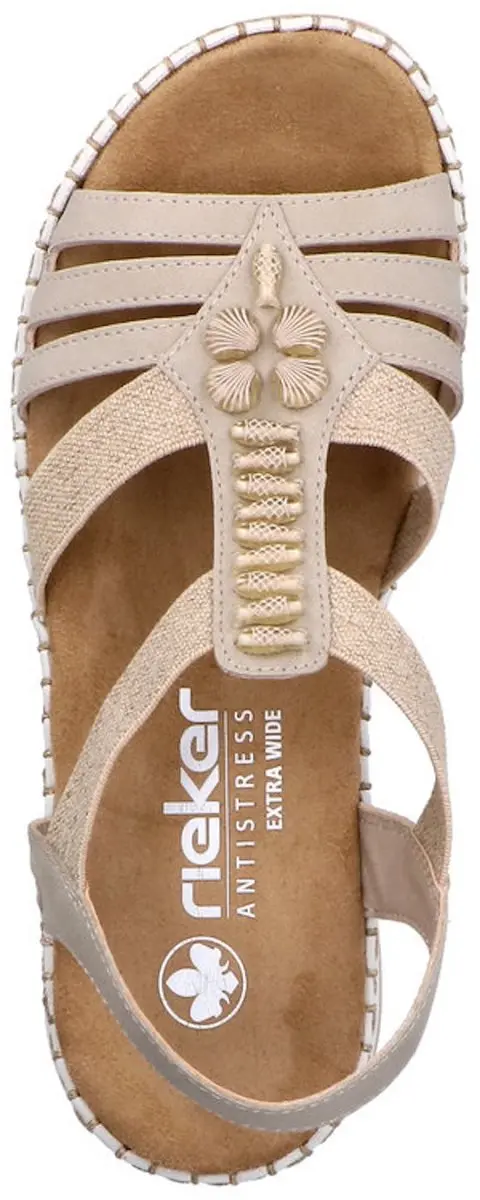Rieker 66201 Sandalen Dames - 37 - Beige