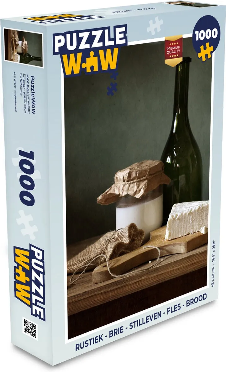 PuzzleWow Rustiek Brie Stilleven Legpuzzel 1000 Stuks - Multicolor