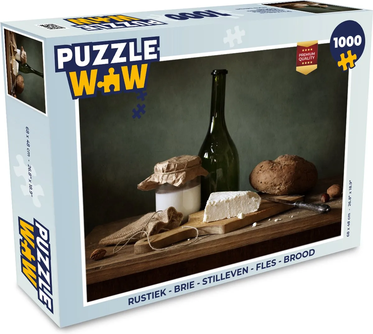 PuzzleWow Rustiek Brie Stilleven Legpuzzel 1000 Stuks - Multicolor