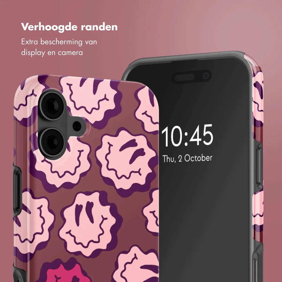 Selencia Hoesje iPhone 16 Wavy Smiley Pink - MagSafe