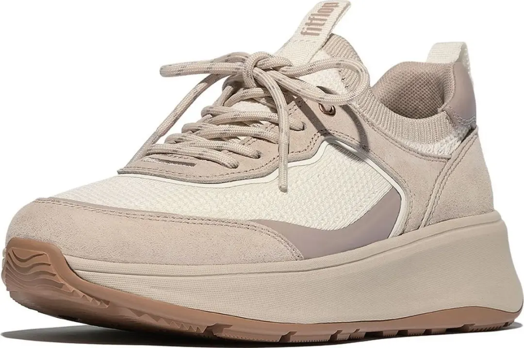 FitFlop FitFlop F-Mode Suede/Knit Flatform Slip-On Laced Sneakers BEIGE