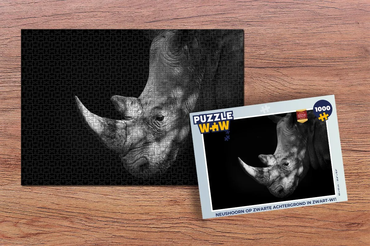 PuzzleWow Neushoorn Legpuzzel 1000 Stuks - Multicolor