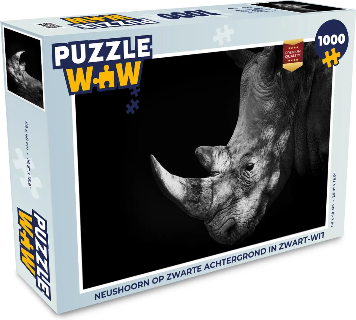 PuzzleWow Neushoorn Legpuzzel 1000 Stuks - Multicolor
