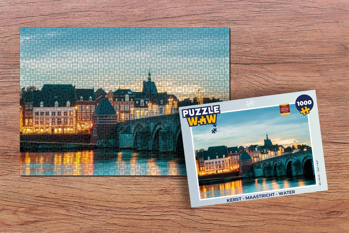 PuzzleWow Kerst Maastricht Water Legpuzzel 1000 Stuks - Multicolor