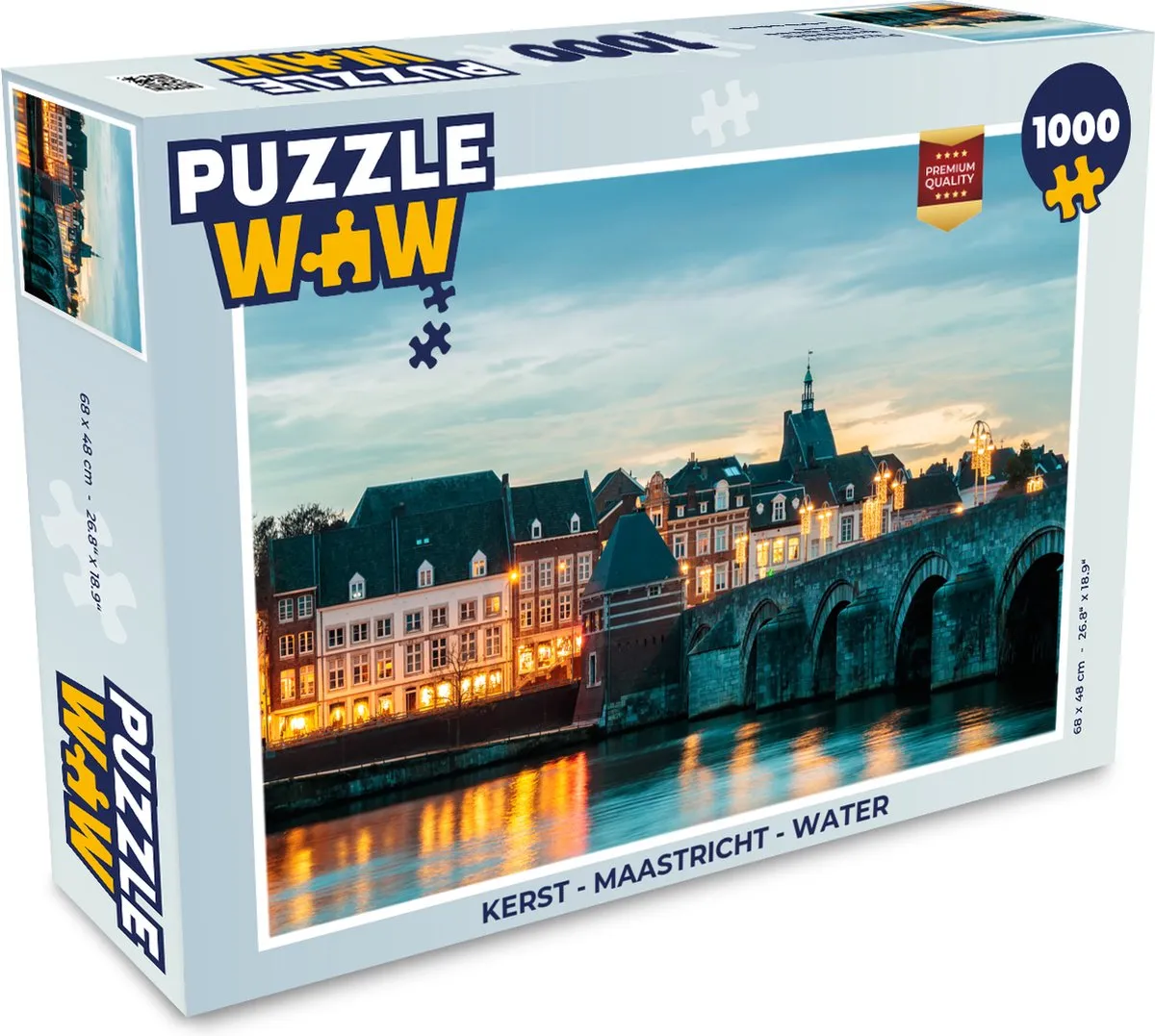 PuzzleWow Kerst Maastricht Water Legpuzzel 1000 Stuks - Multicolor