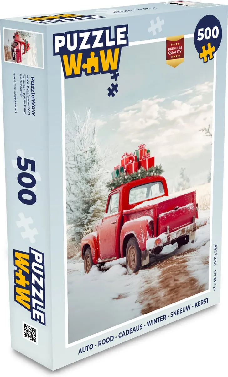 PuzzleWow Kerstpuzzel Auto - 500 Stuks - Rood