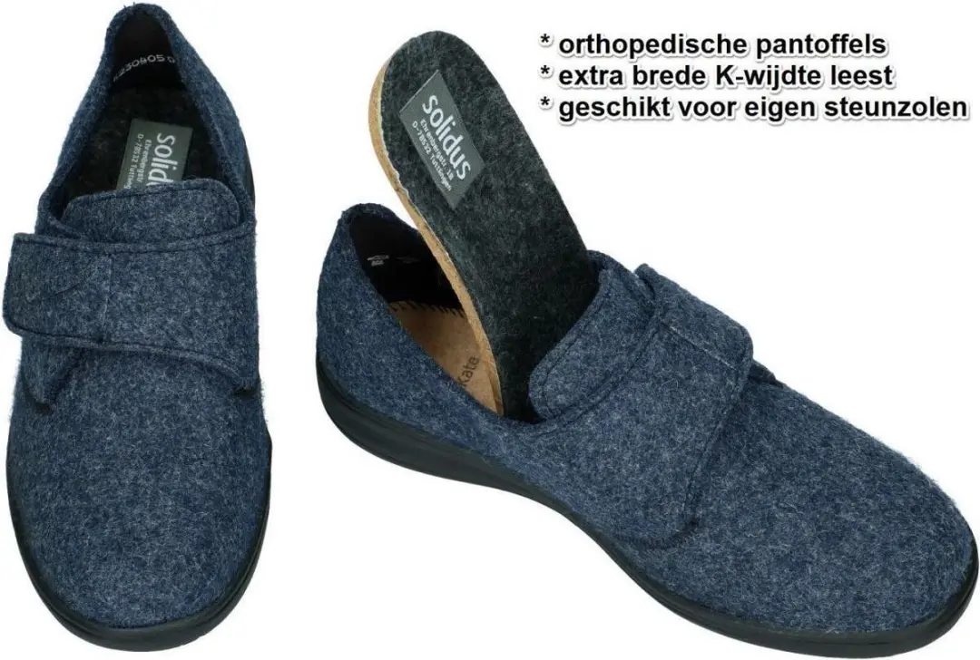 Solidus Dames Pantoffels Kate Rewooly - 36.5 - Donkerblauw