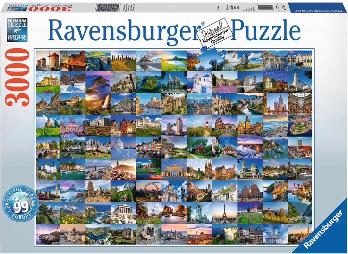 Ravensburger Puzzel 3000 Stuks 170807 - Mooie plekken in Europa