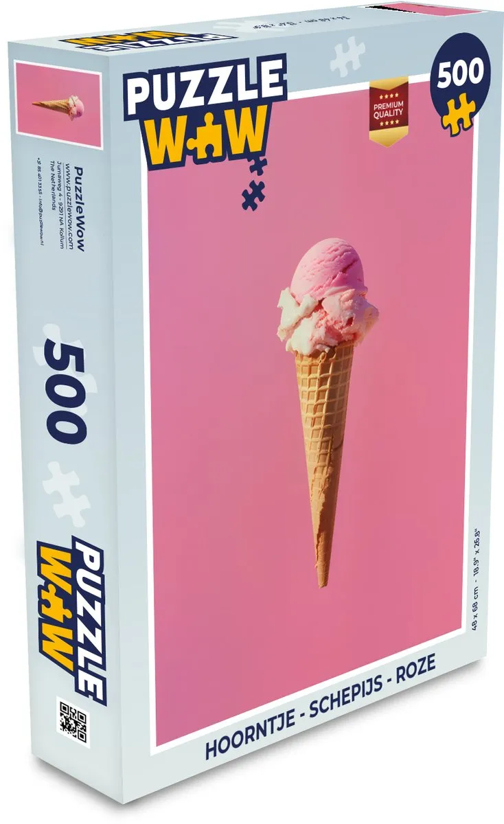PuzzleWow Hoorntje Schepijs Legpuzzel 500 Stuks - Roze