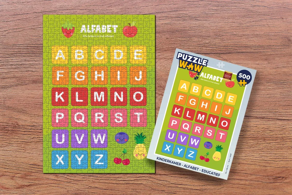 PuzzleWow Alfabet Legpuzzel 500 Stuks - Multicolor