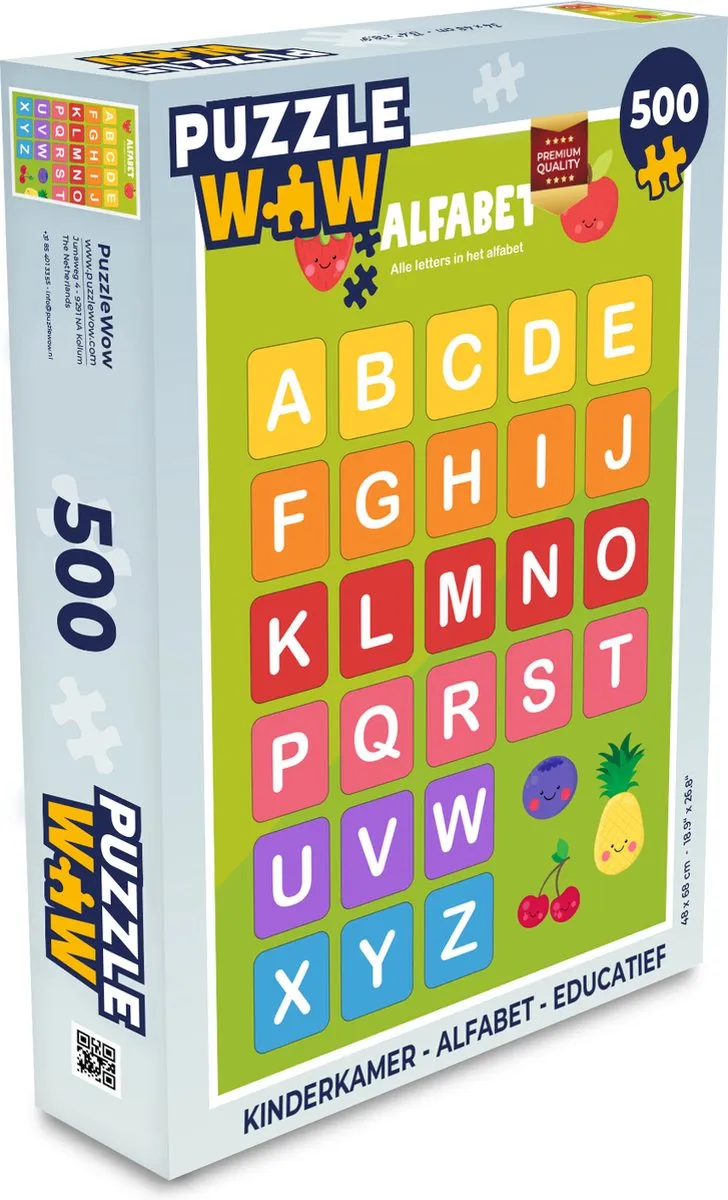 PuzzleWow Alfabet Legpuzzel 500 Stuks - Multicolor
