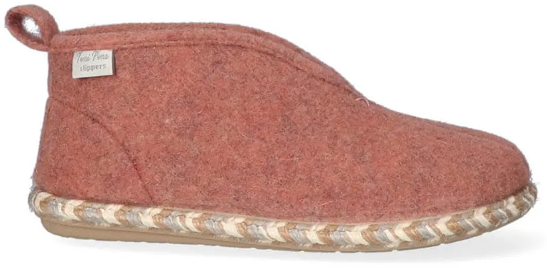 Damesslipper met vilten enkellaarsje in nude
