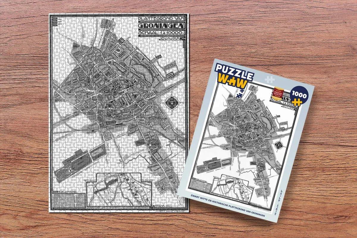 PuzzleWow Stadskaart Groningen Legpuzzel 1000 Stuks - Multicolor