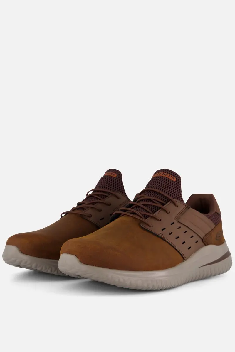 Skechers Delson 3.0 Ezra Instappers bruin Leer