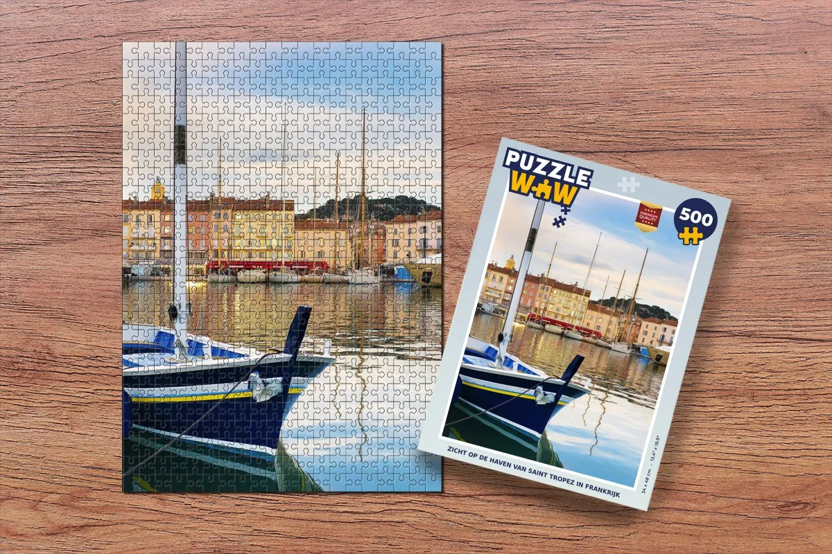 PuzzleWow Legpuzzel Zicht op de haven van Saint Tropez 500 Stuks - Multicolor