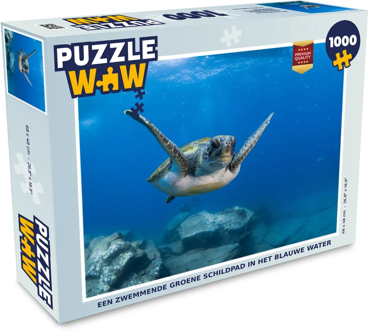 PuzzleWow Legpuzzel 1000 Stuks - Zwemmende Schildpad Multicolor