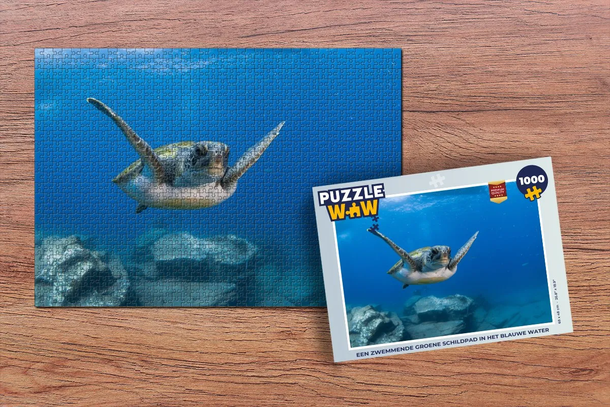 PuzzleWow Legpuzzel 1000 Stuks - Zwemmende Schildpad Multicolor