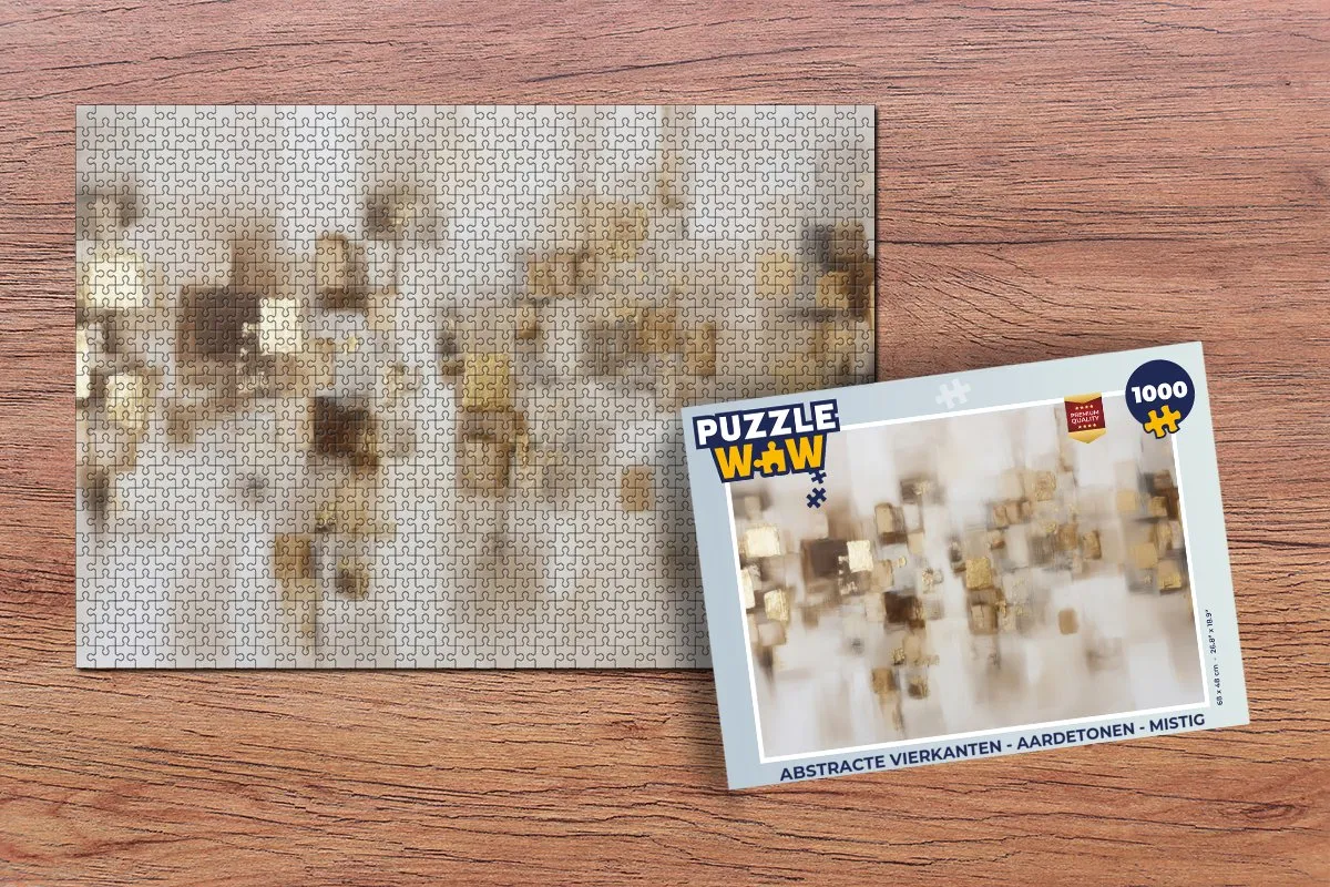 PuzzleWow Abstracte Vierkanten Legpuzzel 1000 Stuks - Aardetonen/Mistig