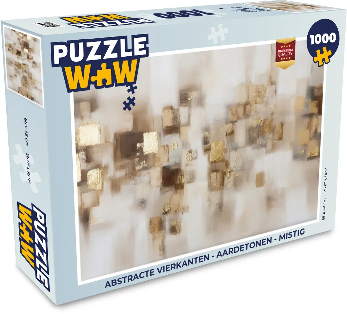 PuzzleWow Abstracte Vierkanten Legpuzzel 1000 Stuks - Aardetonen/Mistig