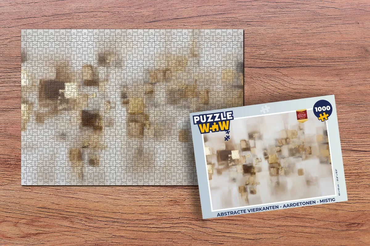 PuzzleWow Abstracte Vierkanten Legpuzzel 1000 Stuks - Aardetonen/Mistig