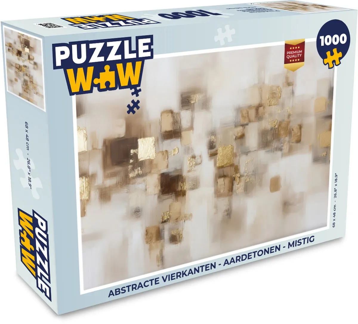 PuzzleWow Abstracte Vierkanten Legpuzzel 1000 Stuks - Aardetonen/Mistig
