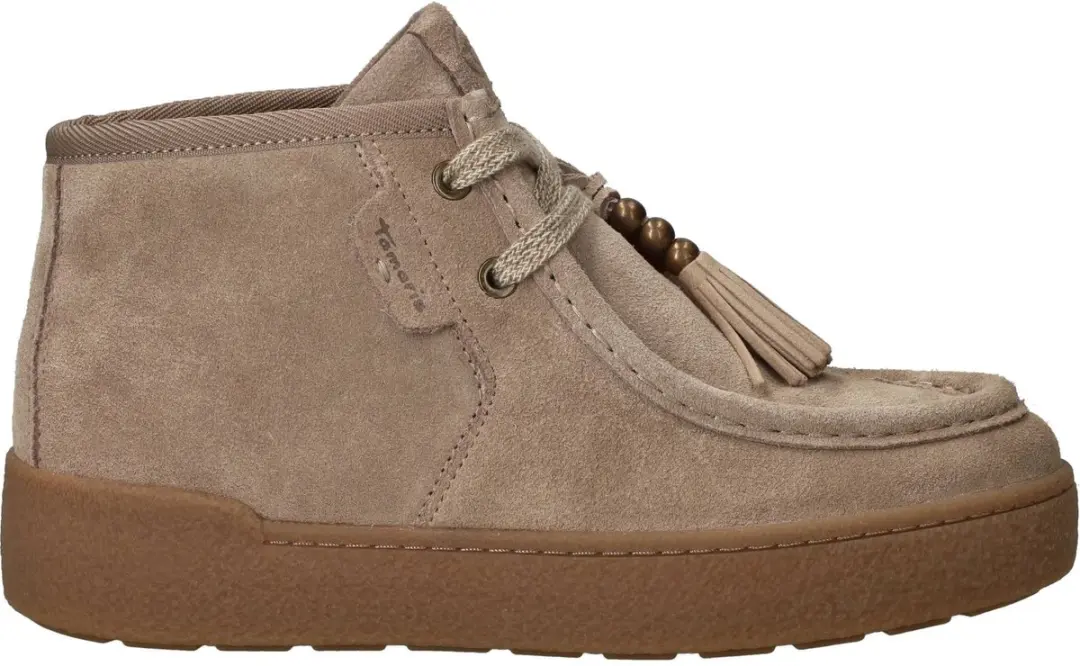 Tamaris dames leren hoge sneaker 1-25406-47-341 voor vrouwen, boho-stijl, taupe