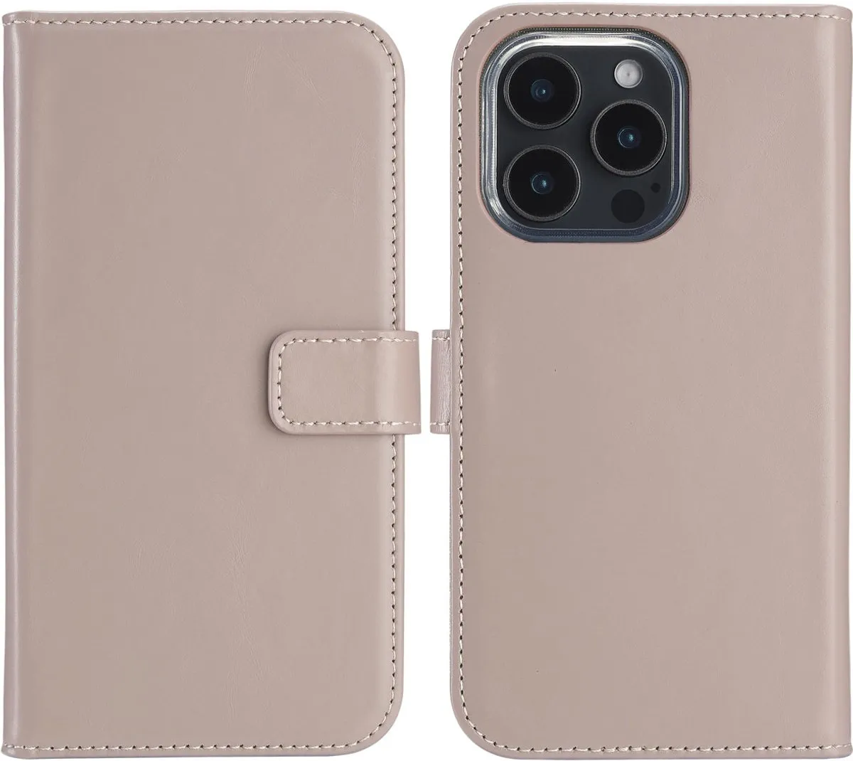 Selencia Hoesje iPhone 16 Pro - Echt Leder Bookcase - Lichtroze