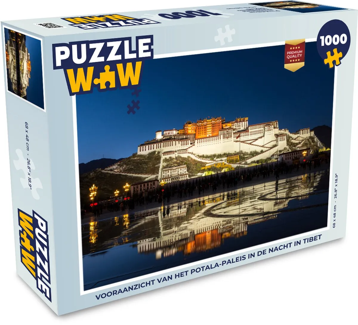 PuzzleWow Potala Paleis Nacht Legpuzzel 1000 Stuks - Multicolor