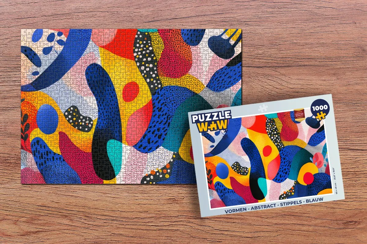 PuzzleWow Abstract Stippels Legpuzzel 1000 Stuks - Blauw