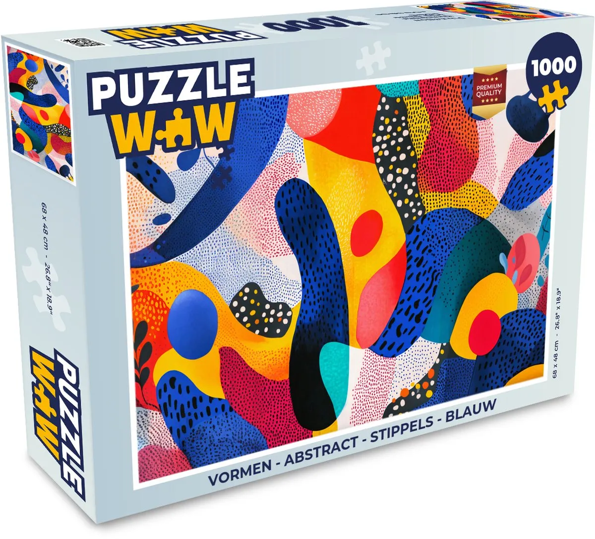 PuzzleWow Abstract Stippels Legpuzzel 1000 Stuks - Blauw