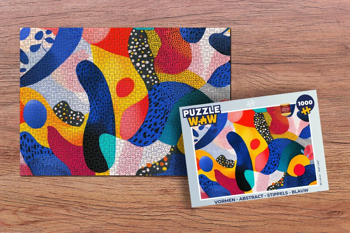 PuzzleWow Abstract Stippels Legpuzzel 1000 Stuks - Blauw