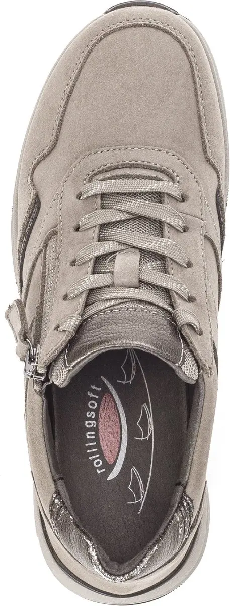 Gabor rollingsoft sensitive 56.896.42 - dames rollende wandelsneaker - beige - maat 41 (EU) 7.5 (UK)