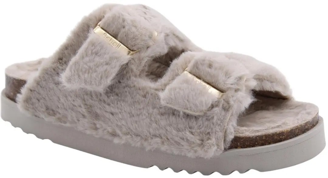 Slipper Scholl Women Belle Synthetic Fur Taupe-Schoenmaat 36