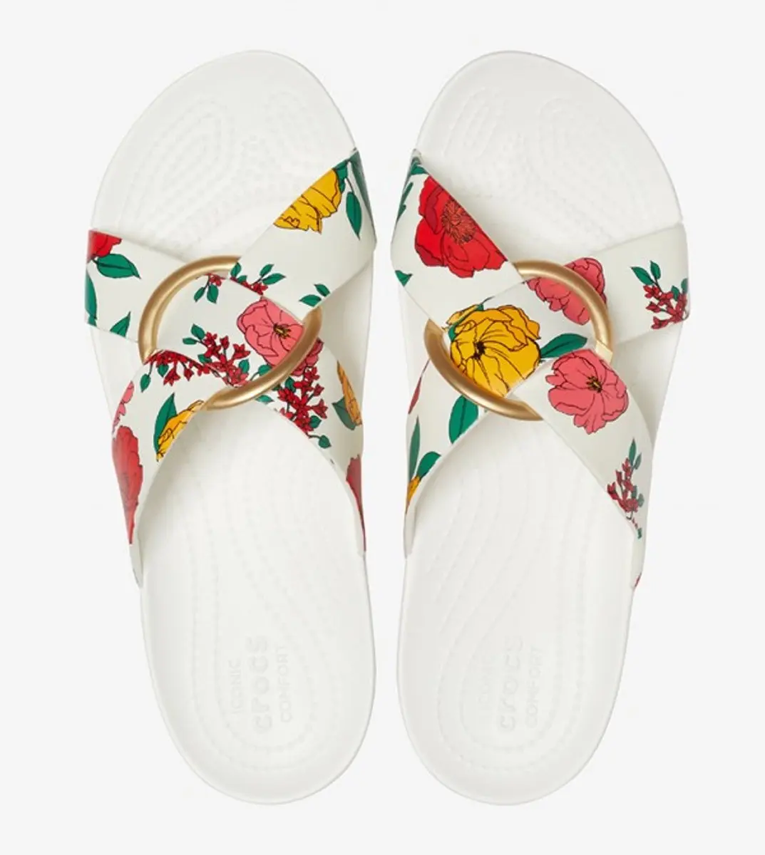Crocs Serena Print Cross Band Slide Wit Maat 34/35 US 5